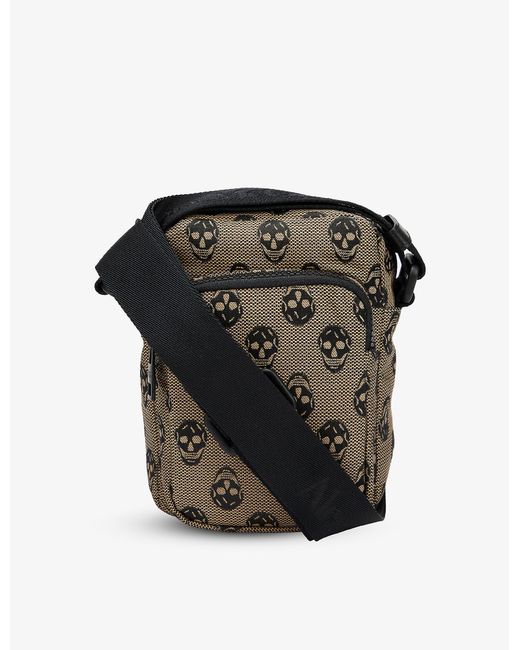 Alexander McQueen Synthetic Skull-pattern Woven Cross-body Bag in Beige ...