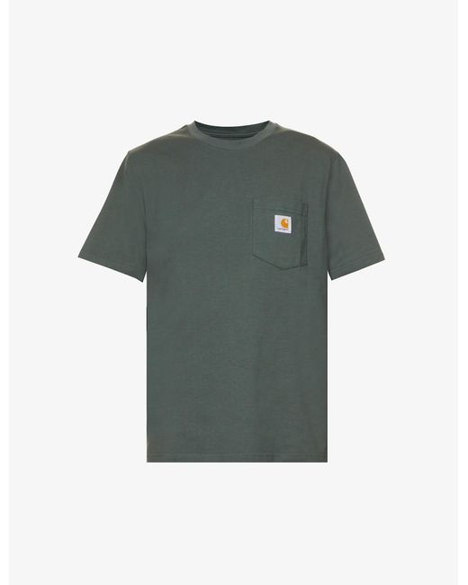 Carhartt WIP Green Brand-embroidered Crewneck Cotton-jersey T-shirt for men
