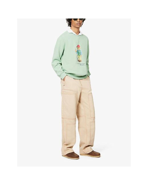 Polo Ralph Lauren Polo Bear Fishing Graphic-print Regular-fit Cotton-blend  Sweatshirt Xx in Green for Men | Lyst