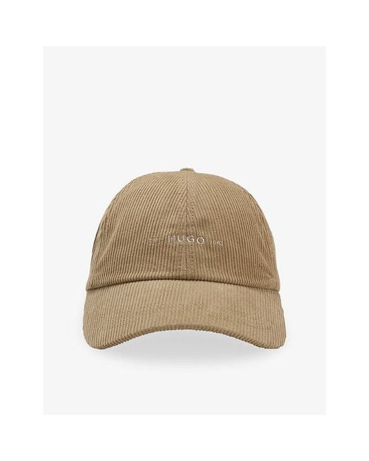 HUGO Natural Logo-Embroidered Cotton-Cord Baseball Cap for men