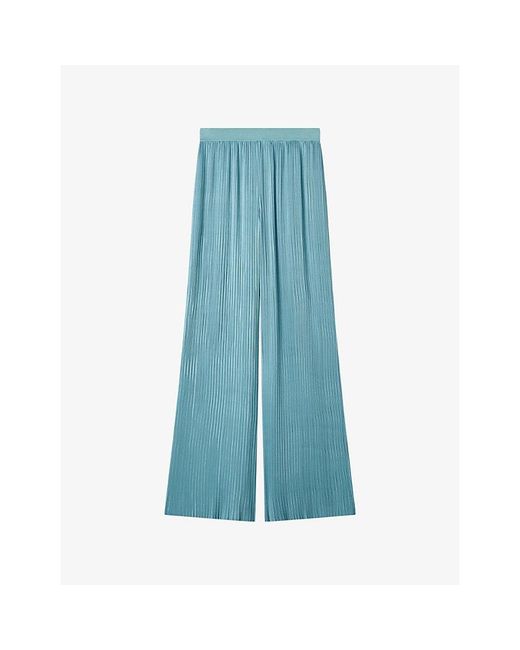 Joseph Blue Amber Pleated Satin Trousers