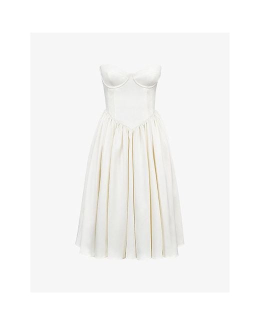 House Of Cb White Coco Satin Midi Dress