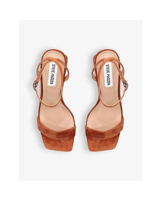 Steve Madden Brown Luxe Strappy Suede Sandals