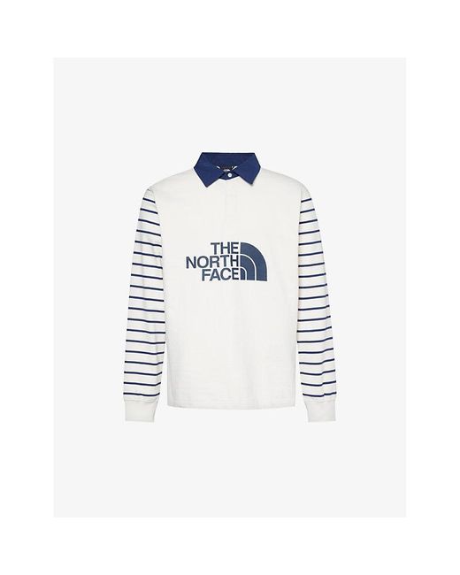 The North Face White Brand-print Relaxed-fit Cotton-jersey Rugby Shirt Xx for men