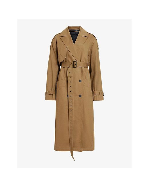 AllSaints Natural Wyatt Belted Organic-cotton Trench Coat