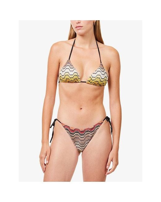 Missoni White Zigzag-Pattern Triangle Bikini Set