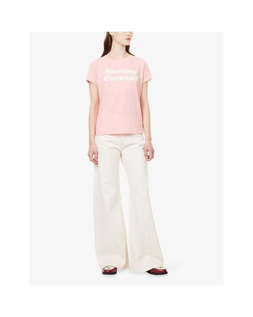 Mother White The Lemon Twist Sneak Wide-Leg Cotton-Blend Jeans