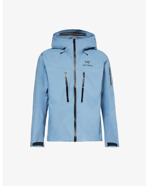 Arc'teryx Blue Alpha Brand-print Regular-fit Shell Jacket for men