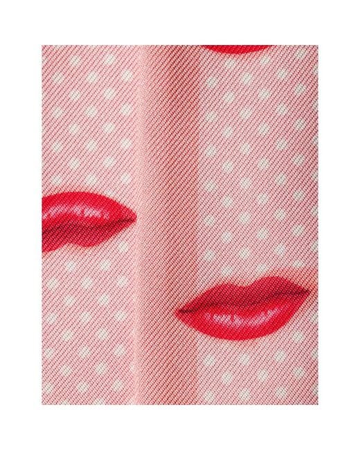 Prada White Lips-Print Silk-Twill Scarf