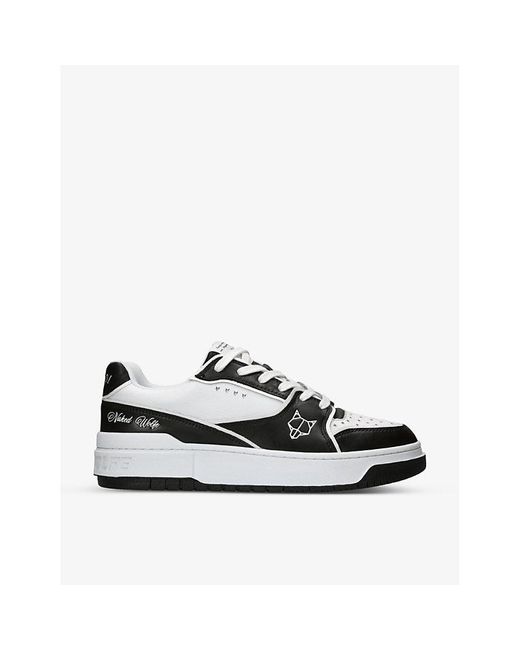 Naked Wolfe Black Nw-01 Logo-patch Leather Low-top Trainers for men