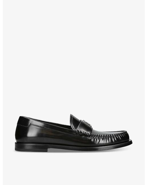 Dolce & Gabbana Black Classic Round-toe Leather Loafers for men