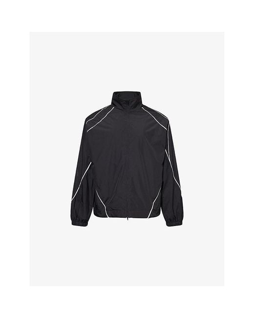 Jaded London Blue Micro Fibre Contrast-Piping Shell Track Jacket for men