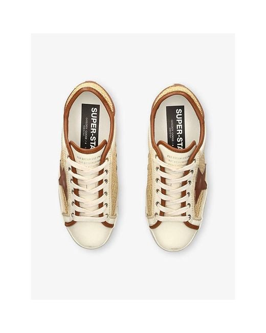 Golden Goose Deluxe Brand Natural Super-Star Leather And Raffia Trainers