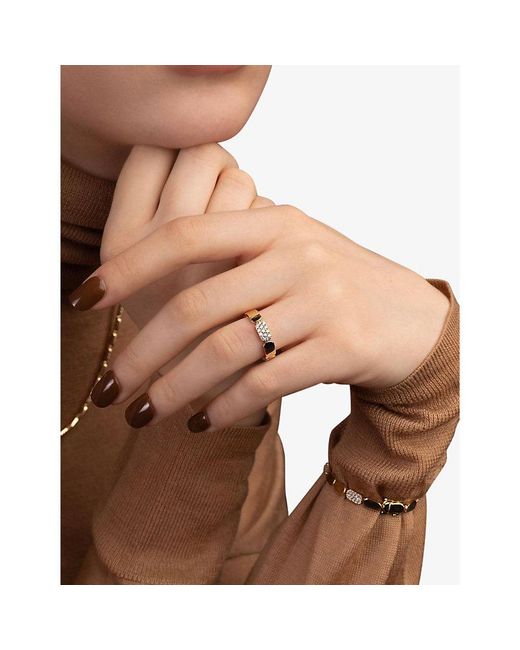 Apm Monaco Metallic Dainty 18Ct-Plated Alloy And Cubic Zirconia Ring