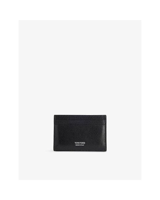 Tom Ford Black T-Line Classic Leather Card Holder for men