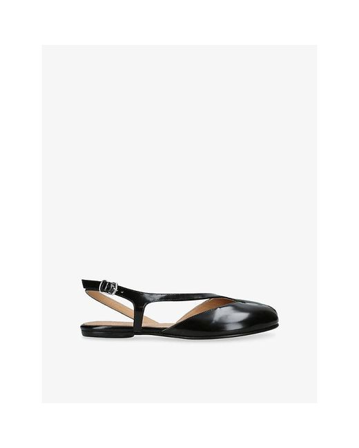 Maison Margiela Black Tabi Leather Flat Slingbacks
