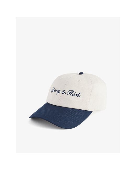Sporty & Rich Blue Syracuse Logo-embroidered Cotton-twill Cap