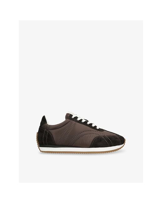 Totême  Black Sport Woven And Suede Low-Top Trainers