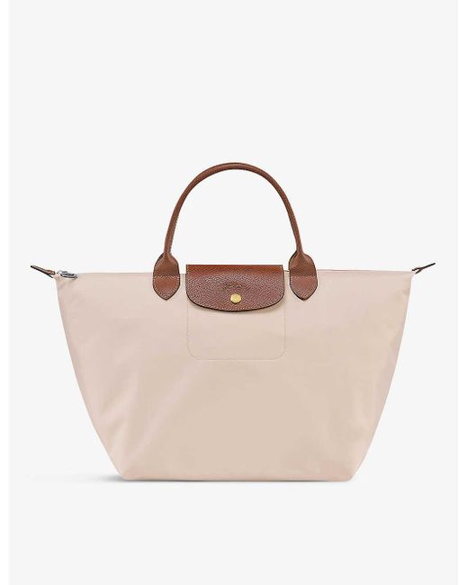 Longchamp Natural Le Pliage Medium Top Handle Bag