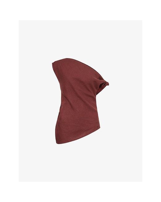 WE Are Tala Red Asymmetric Soft Linen-Blend Top