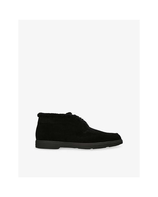 Santoni Black Fortune Suede Ankle Boots