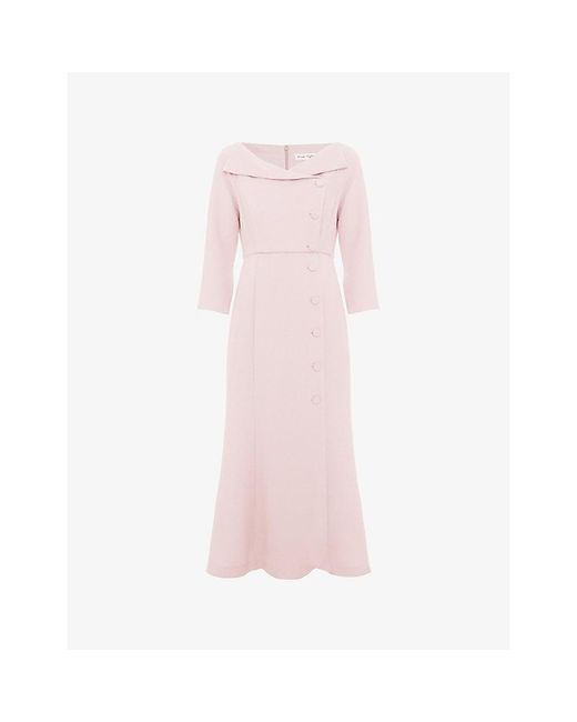Phase Eight Pink Sienna V-Neck Tuxedo Woven Midi Dress