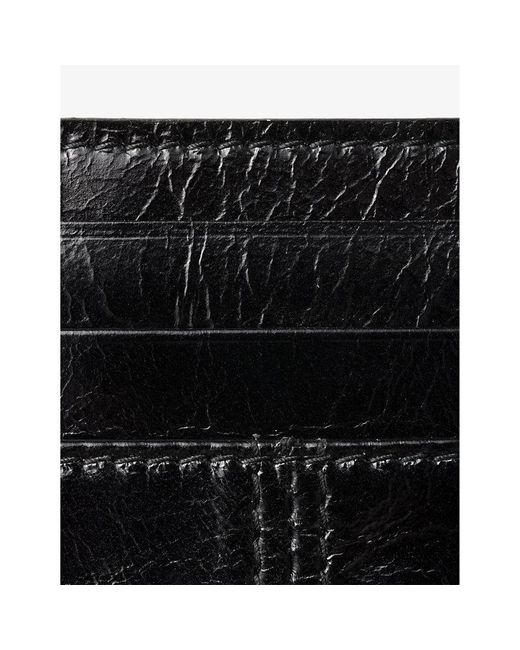 Prada Black Enamelled-Logo Leather Card Holder for men