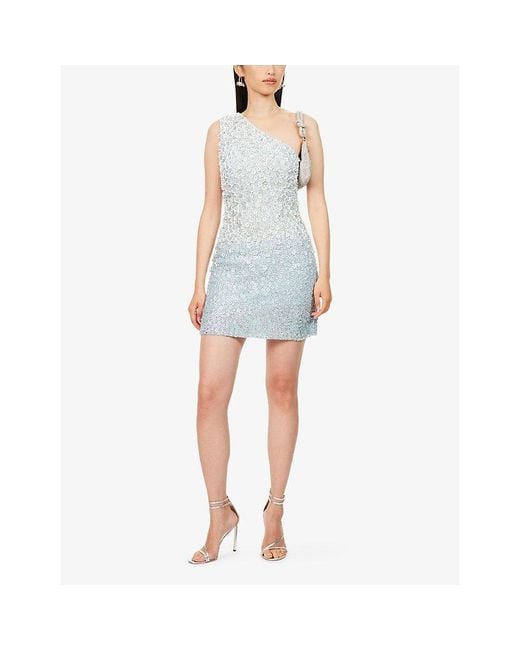 La Fuori Blue Ice Flower Enchantress Sequinned Mini Dress
