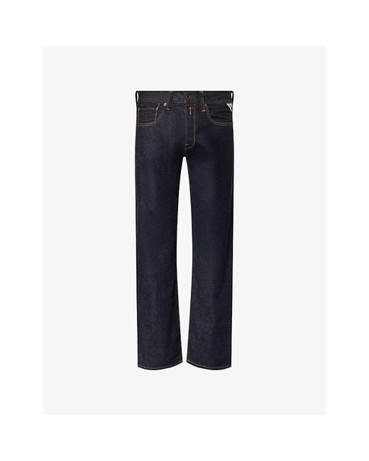 Replay Blue Deryck Regular Straight-Leg Denim Jeans for men