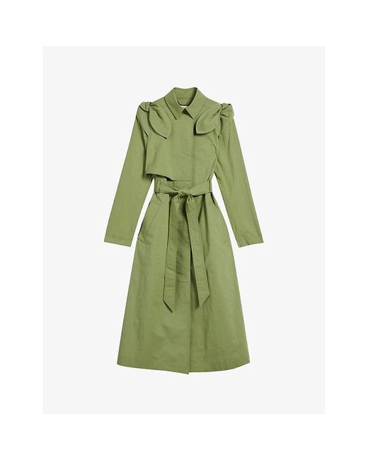 Ted Baker Green Martna Self-tie Regular-fit Cotton-blend Coat