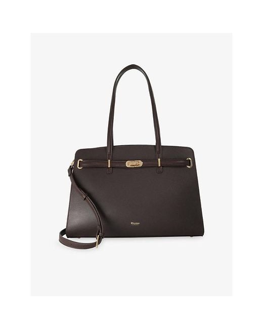 Dune Black Define Large Leather Tote Bag