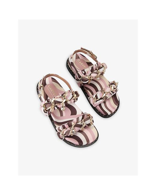 Carvela Kurt Geiger Multicolor Caramella Chain-Embellished Woven Sandals