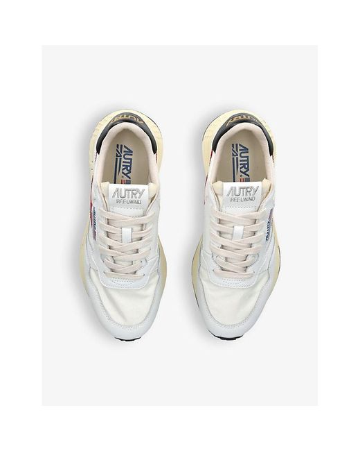 Autry White Reelwind Brand-embroidered Leather And Nylon Low-top Trainers