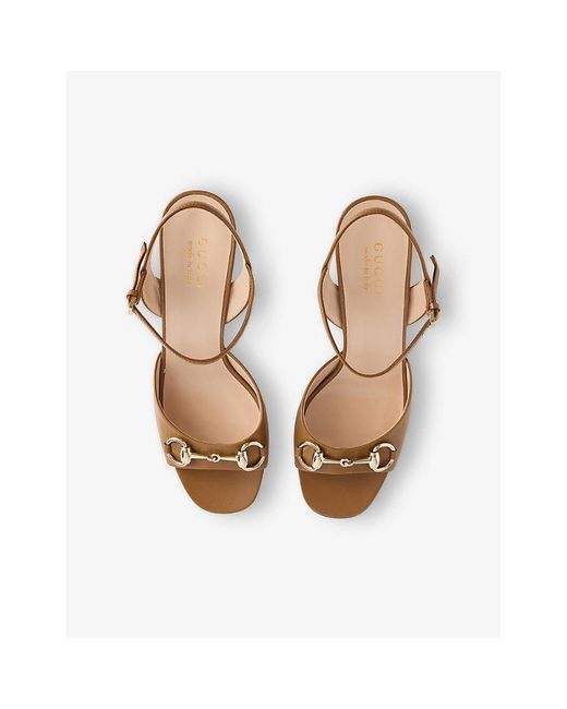 Gucci Horsebit Block-Heel Leather Sandals Lyst UK