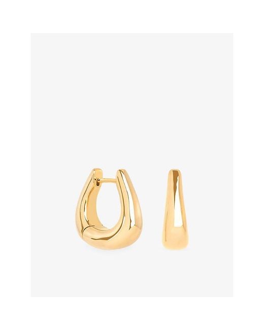 Astrid & Miyu Metallic Horseshoe Medium 18Ct-Plated Brass Hoop Earrings