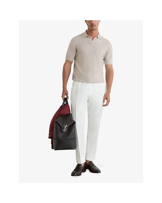 Reiss Natural Duchie Short-Sleeved Wool Polo Shirt for men