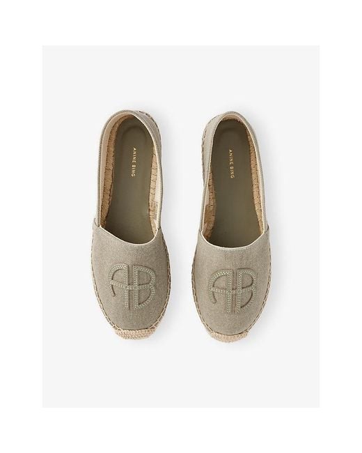 Anine Bing Natural Paloma Logo Canvas Espadrilles