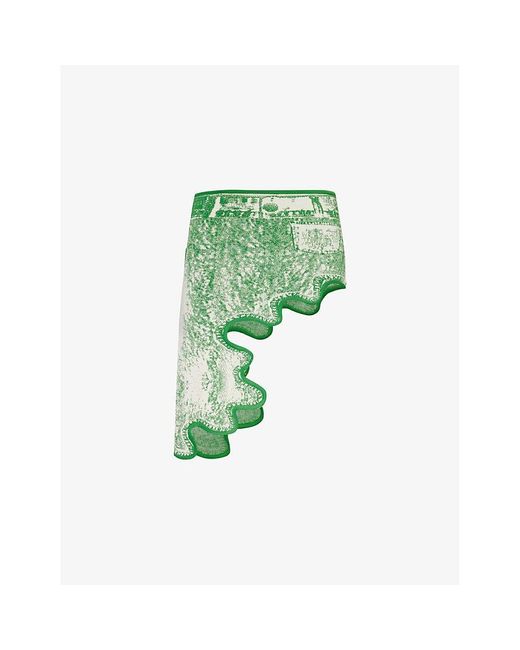 Ph5 Green Juniper Uv- Trompe-l'oeil Pattern Strapless Knitted Top