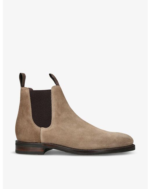 Loake Brown Emsworth Welted-sole Suede Chelsea Boots for men