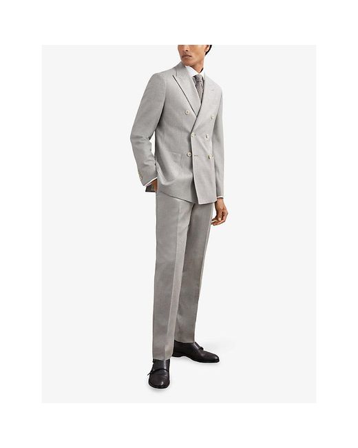 Reiss Gray Tyler Straight-Leg Wool Trousers for men