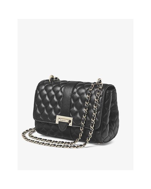 Aspinal Black Lottie Branded-hardware Quilted Leather Shoulder Bag