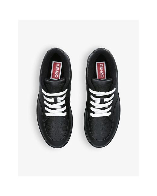 KENZO Black Skate Low Tonal-stitching Leather Low-top Trainers for men