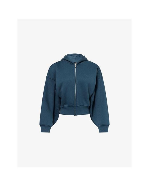 WE Are Tala Blue Cocoon Sweat Zip-Up Cotton-Blend Hoody