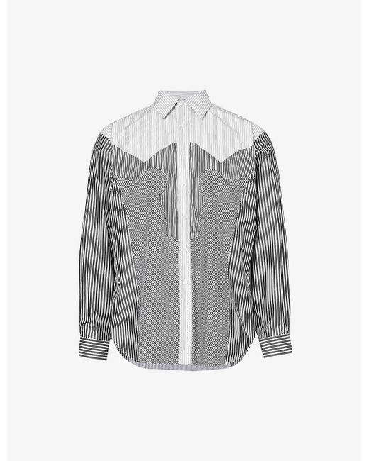 Maison Margiela Gray Panelled Striped Cotton-blend Shirt for men
