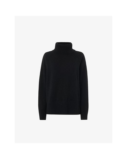 Whistles Black Turtleneck Relaxed-Fit Cashmere Jumper