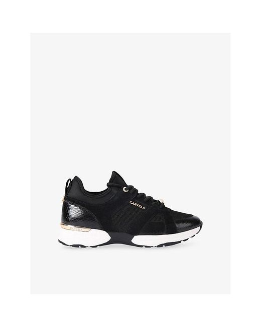 Carvela Kurt Geiger Black Tempo Mesh And Suede Low-Top Trainers