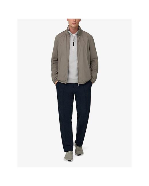 Boggi Gray Hooded Side-Pocket Stretch-Woven Bomber Jacket for men