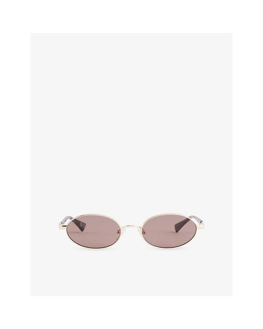 Le Specs Pink Icicle Oval-Frame Metal Sunglasses