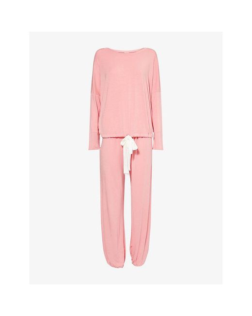 Eberjey Pink Gisele Slouchy Relaxed-Fit Stretch-Jersey Pyjamas