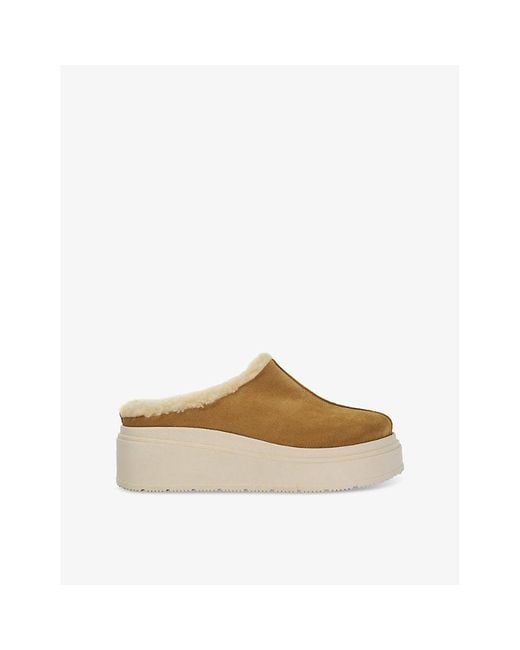 Dune Multicolor Gracias Shearling-Lined Slip-On Suede Mules